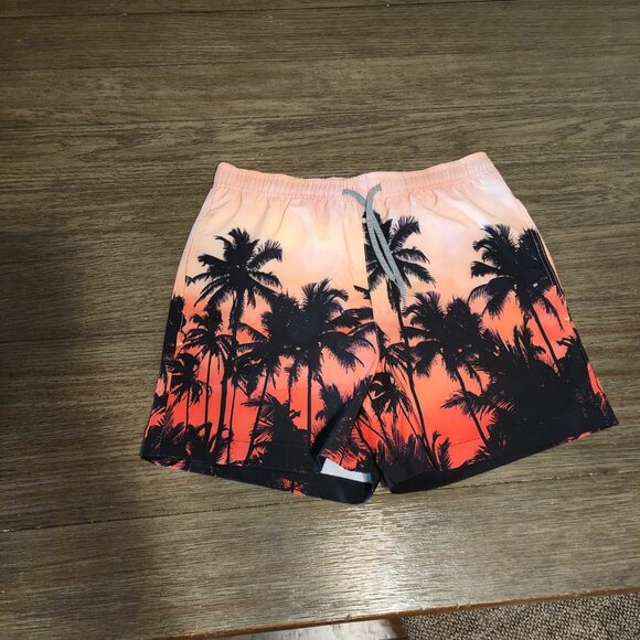 Open Edit Recycled Swim Trunks in Palm Trees Ombre NWT Black Med - Picture 2 of 8
